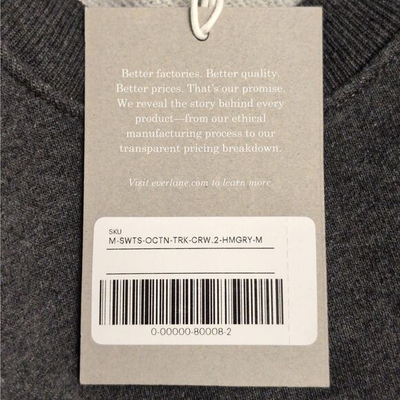 Everlane The Track Crewneck Sweatshirt Heather Gray French Terry Standard M New - Picture 9 of 11